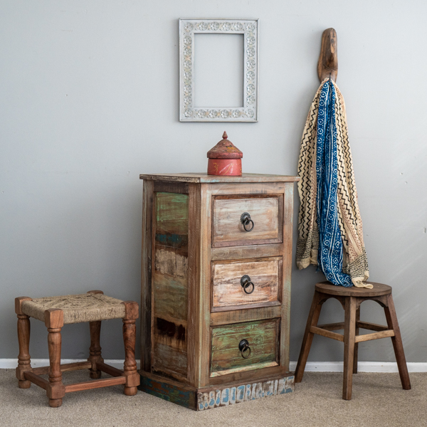 Boho Rustic Indian 3 Drawers D