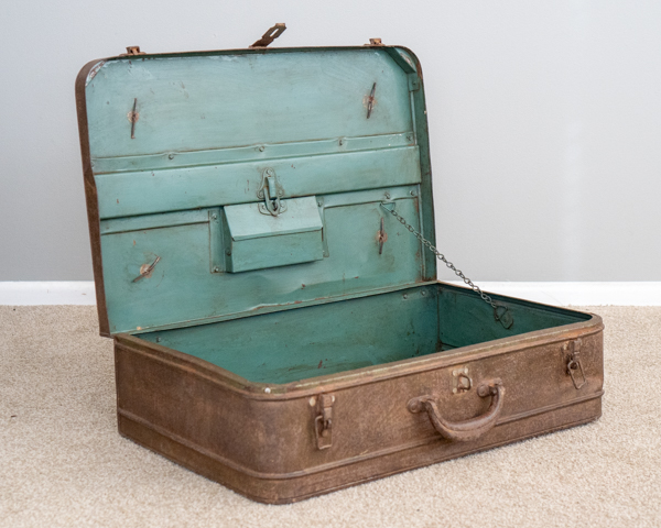 Medium Vintage Indian Metal Suitcase 19