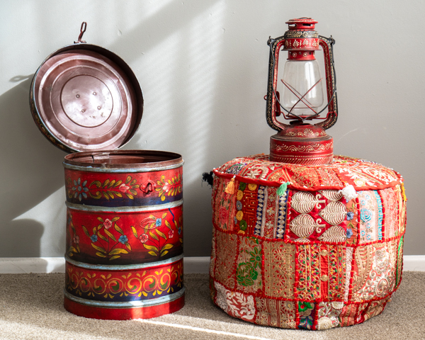 Indian Boho Pouf Red
