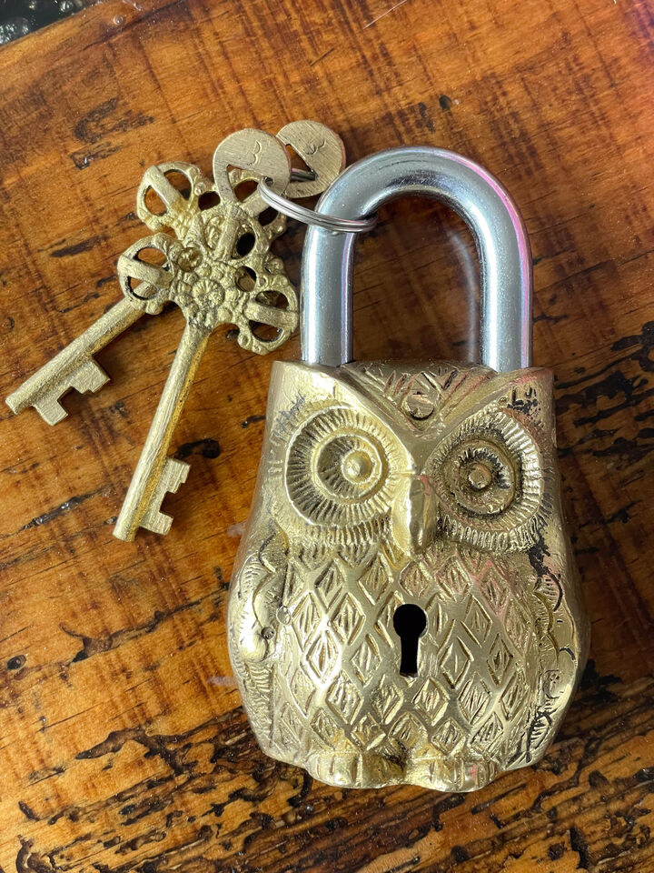 Brass Padlock Owl