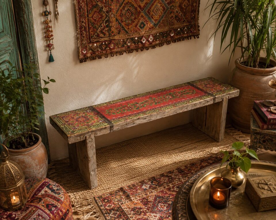 Hand Painted Boho Benchseat 4