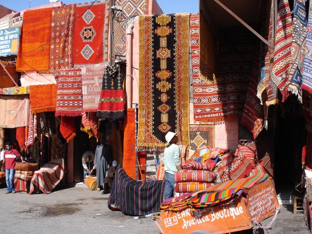 Outside the lair of a carpet shop.