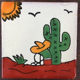 Talavera Tile: White Hombre