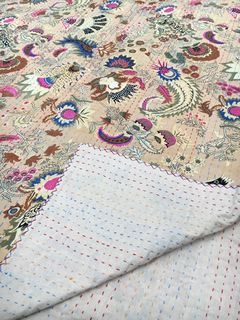 Dreams Kantha Quilt: Cream