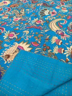 Dreams Kantha Quilt: Blue
