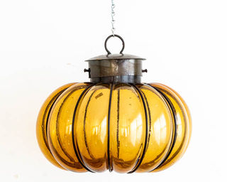 Mexican Handblown Pumpkin Lantern Amber