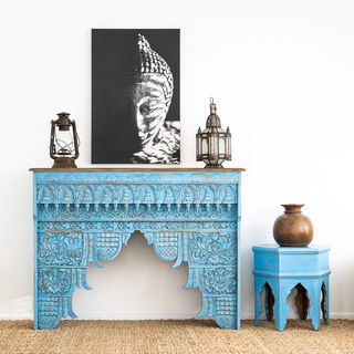 Boho Carved Console Blue
