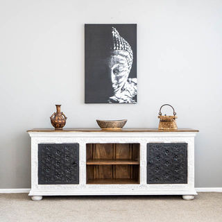 Aabha TV Cabinet or Sideboard White & Black