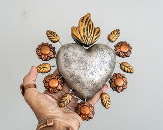 Boho Sacred Heart Silver