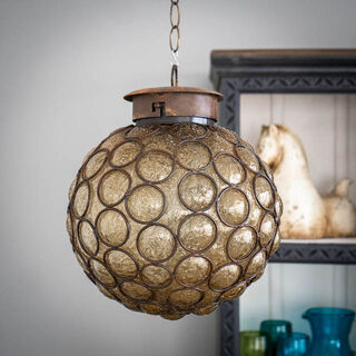 Handblown Amber Crackle Ball Lantern Medium