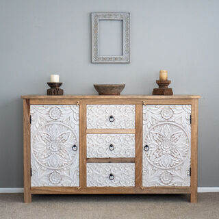 Goa Drawer Sideboard Natural/White