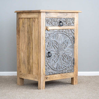 Goa Bedside Table Natuaral/Grey