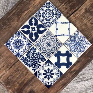 9 Pack Mexican Tiles Blue & Off White Pack