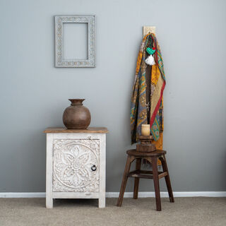 Mandala Side Table White/Natural