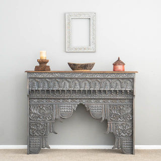 Boho Carved Console Grey