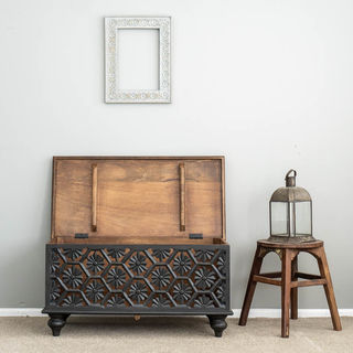 Flower Power Blanket Box Charcoal