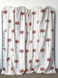 Palm Tree Block Print Kantha Quilt Orange