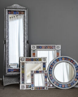 Mexican Tin & Tile Mirror Freestanding