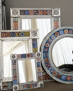 Mexican Tin & Tile Mirror Rectangle Small