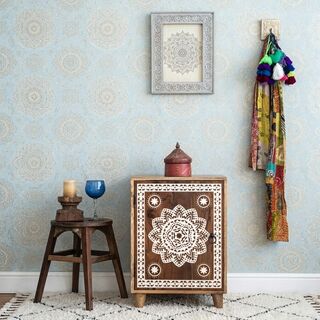 Teak Cosmos Side Table White
