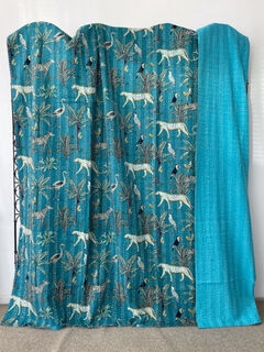 Jungle  Kantha Quilt Turquiose