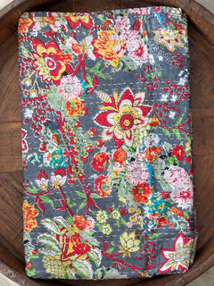 Tropicana Kantha Quilt Grey