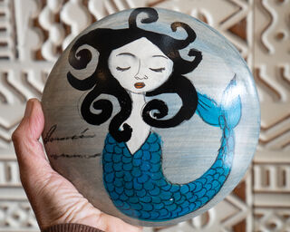 Hand Painted Wall Art Mermaid Blue
