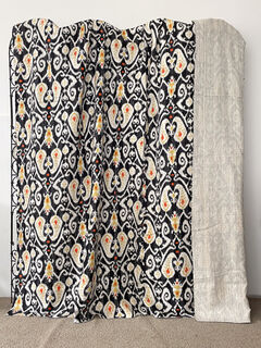 Ikat Kantha Quilt Black