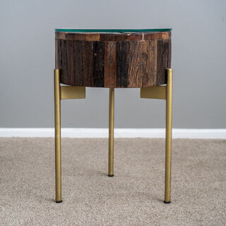 Round Parquet Side Table
