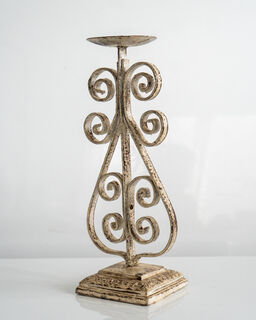 Wrought Iron Candle Stand White