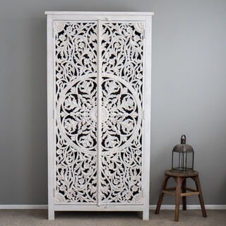 Celestia Hand Carved Tallboy White