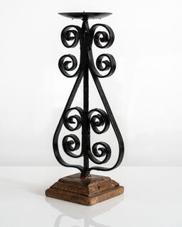 Wrought Iron Candle Stand Black