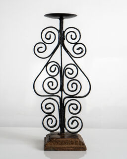 Wrought Iron Candle Stand Curly Black