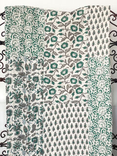 Blockprint Patchwork Kantha Quilt Green