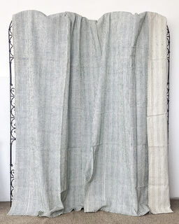 Sage Stripe Block Print Kantha Quilt
