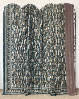 Dappled Block Print Kantha Quilt