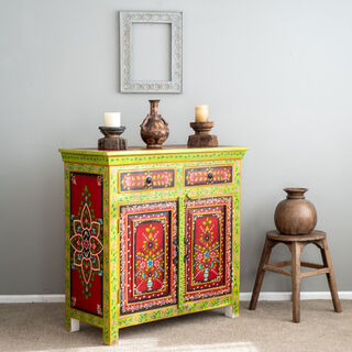 Hand Painted Boho Flowers Sideboard