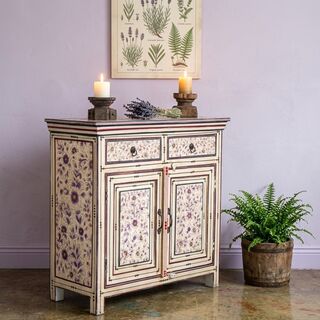 Hand Painted Purple Daisy Sideboard
