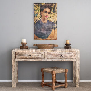 White Washed 2 Drawer Console