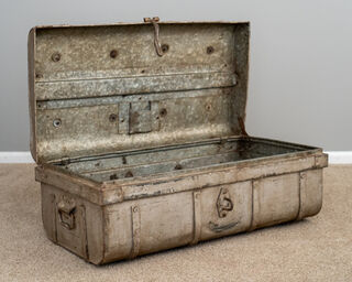 Large Vintage Indian Metal Suitcase 9