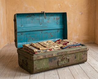 Medium Vintage Indian Metal Suitcase 13