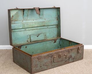 Medium Vintage Indian Metal Suitcase 17