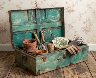 Medium Vintage Indian Metal Suitcase 20
