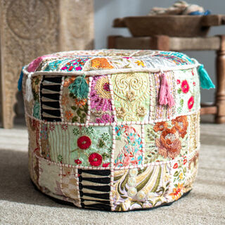 Indian Boho Pouf Cream