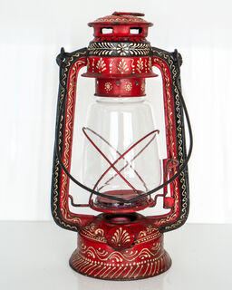 Painted Vintage Lantern Red